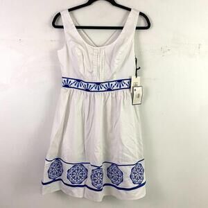 BLITHE NEW YORK white and blue embroidered dress nwt